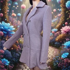 Betsey Johnson Lavender Gray Trench Coat